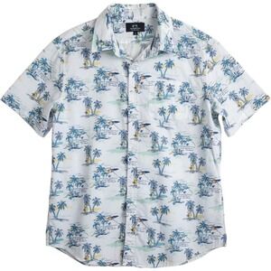 La Martina Buenos Aires Having Fun White Hawaiian Shirt Hula‎ Girl Palm Tree L